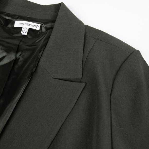 Good American Blazer Jacket Women's 3 Two-Tone Sage Green Side Slit Belted - Picture 6 of 16